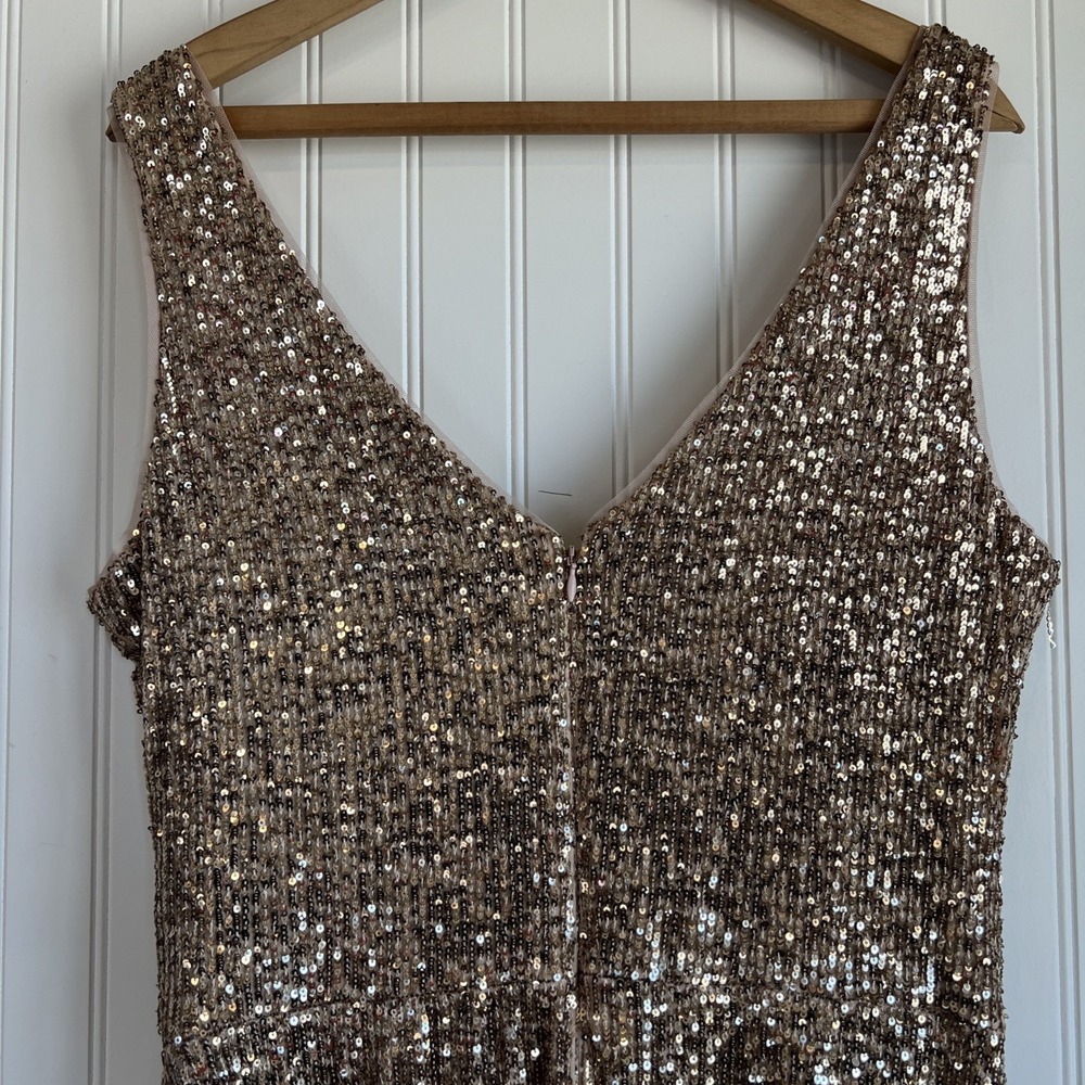 BHLDN Surrey Gown Dress  Anthropologie Sz 18 Gold Sequin Wedding Formal Prom NWT - Picture 9 of 12